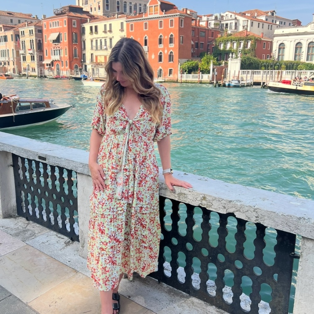 Lightweight summer floral midi dress